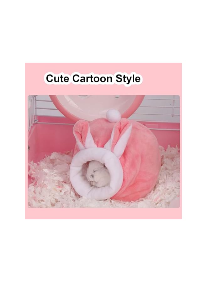 Guinea Pig and Hamster Bed - Mini Cotton Nest, Cute Sleeping Animals Bedding House for Hedgehog/Squirrel/Lizard and Other Small Animals (Grey+Pink) - Image 4